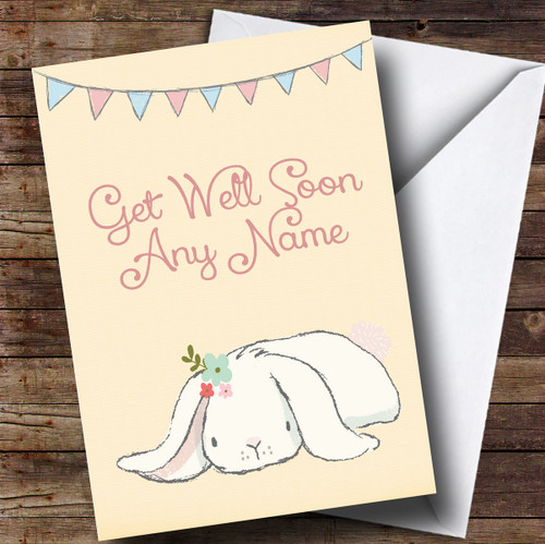 Get Well Soon Rabbit Personalised White Rabbit Get Well Soon Card - The Card Zoo