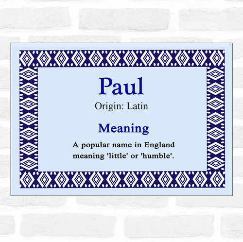 Paul Name Meaning Blue Certificate - The Card Zoo