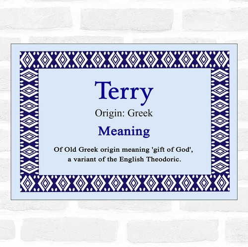 Terry Name Meaning Blue Certificate - The Card Zoo