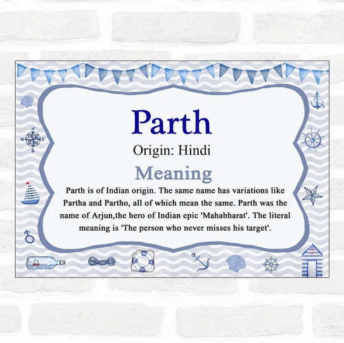 Parthik Parth Name Meaning Nautical Certificate - The Card Zoo