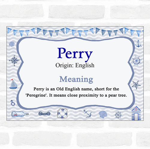 Perry Name Meaning Nautical Certificate - The Card Zoo