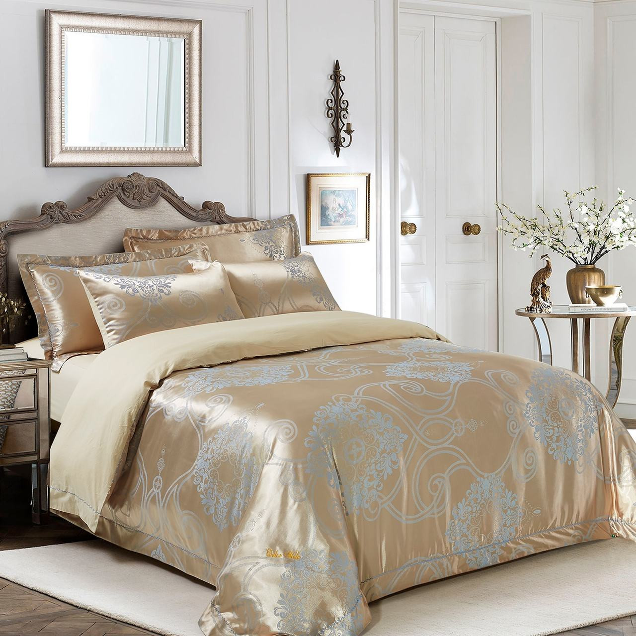 Jacquard Queen Duvet Cover Set Bedding | Dolce Mela DM506Q
