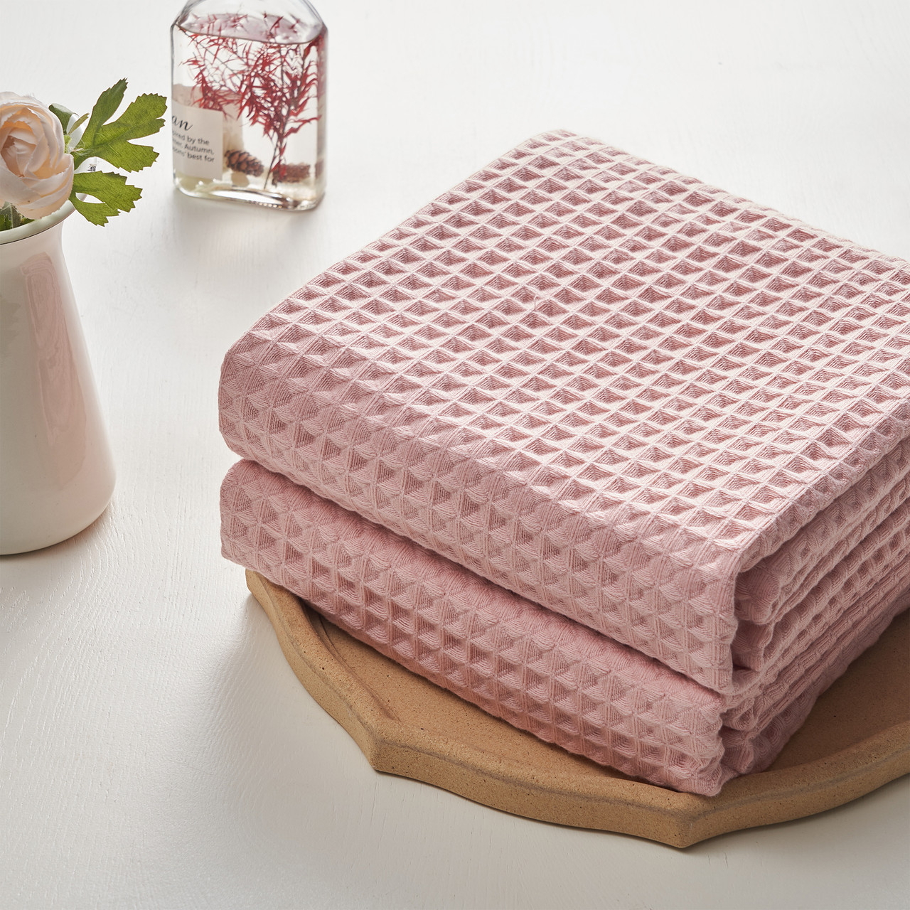 Pink Bath Towels from Waffle Weave Linen