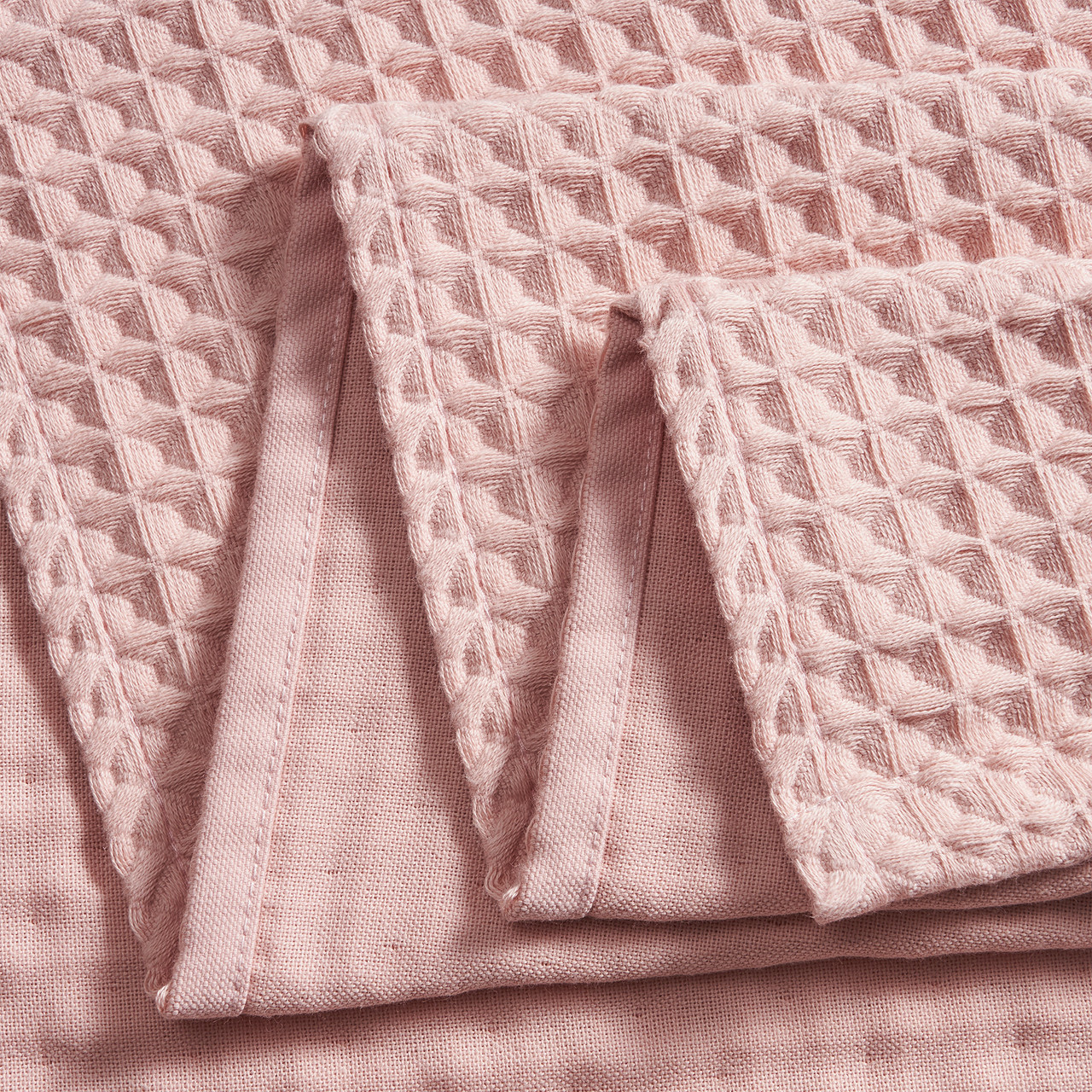 Waffle Bath Towels - Pink Color- Set of 2