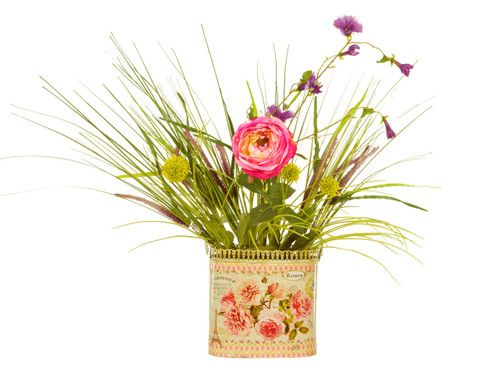 French country planters vintage painted metal decorative containers & flower pots by Dolce Mela (set of 3)