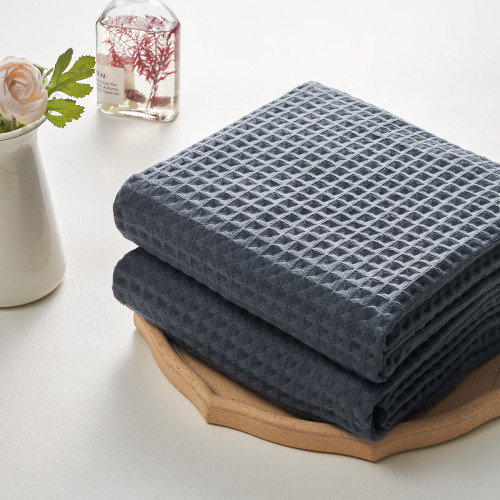 Dolce Mela TW140-2-PI Unisex 100 Percent Cotton Waffle Bath Towels Pistachio - Set of 2