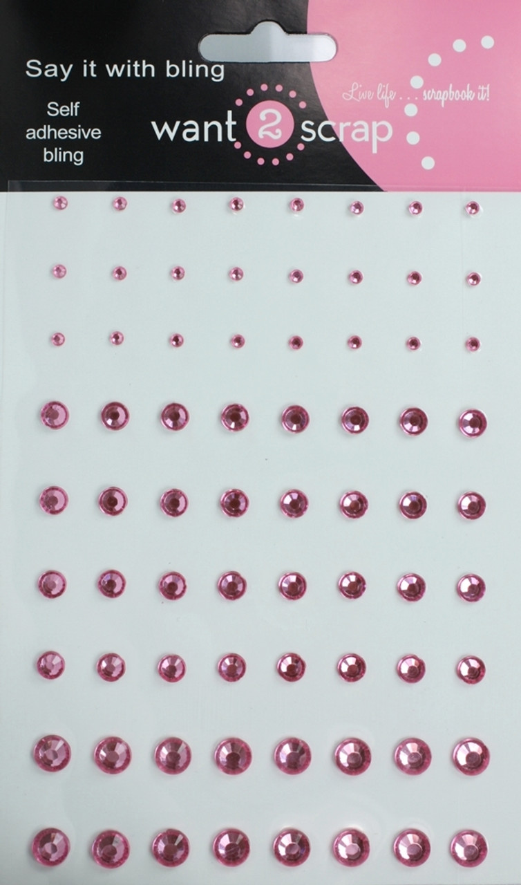 72 Count - Pink Rhinestones - Self Adhesive - Want2Scrap