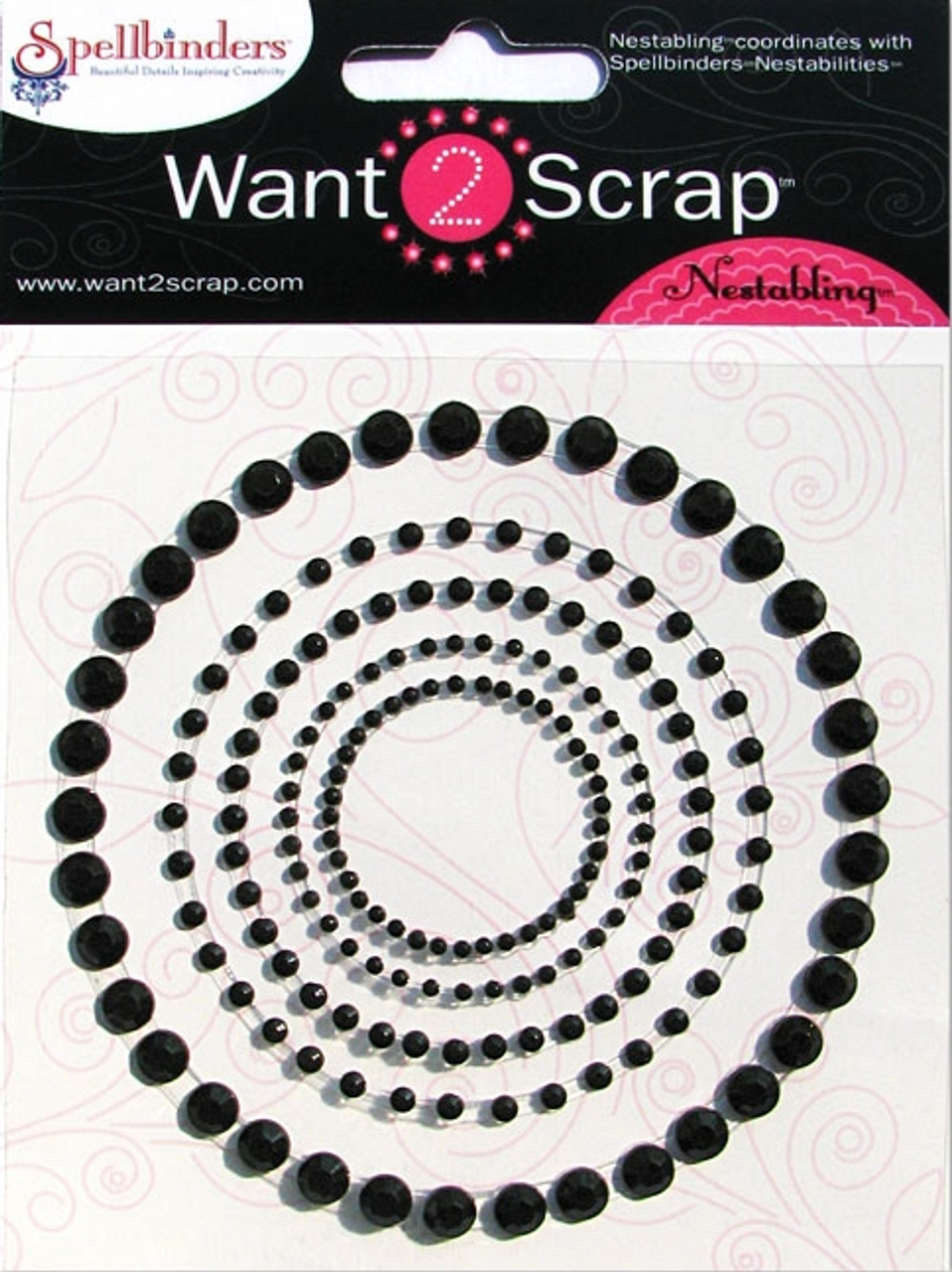 Nestabling Heart Circles Black Rhinestones - Want2Scrap