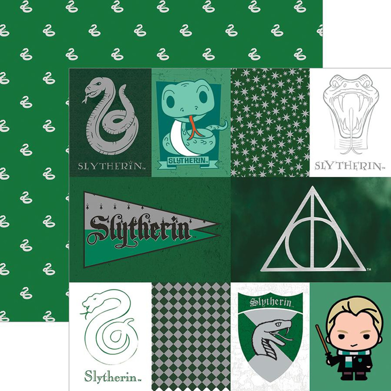 Harry Potter Slytherin Tag Double Sided Foil Scrapbook Paper