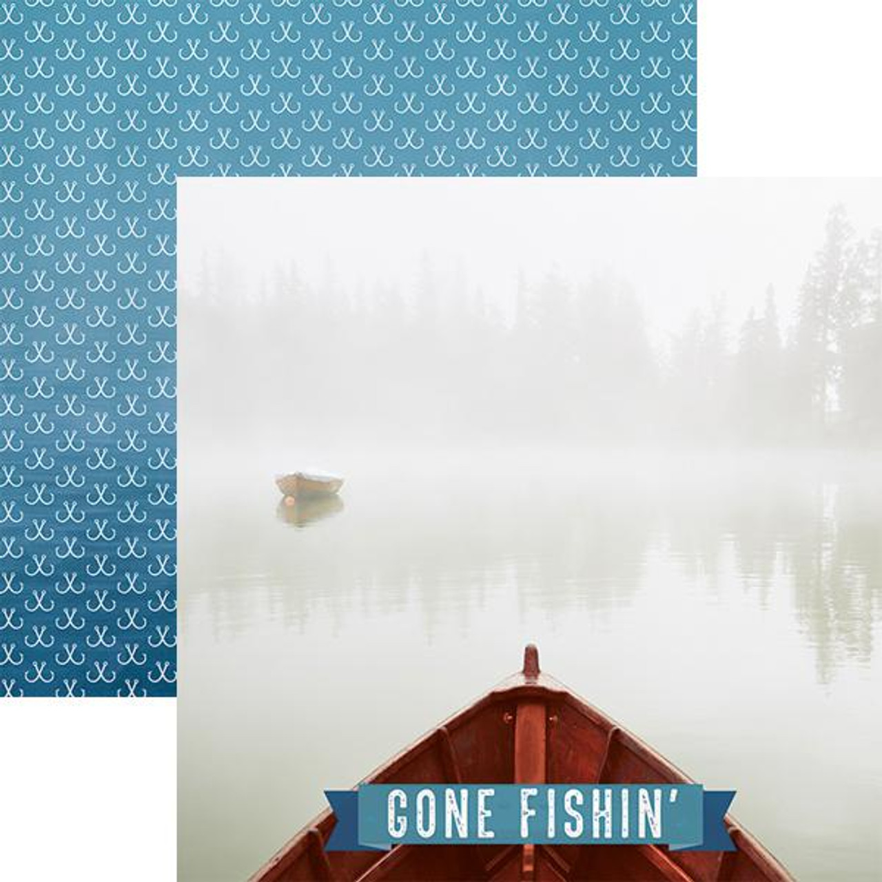 Gone Fishin - 12 x 12 Scrapbook Paper - Want2Scrap