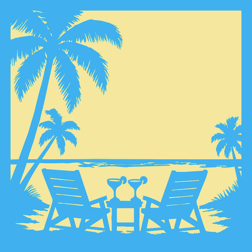 2 BEACH CHAIRS & MARGARITAS (AQUA)- 12 X 12 SCRAPBOOK OVERLAY