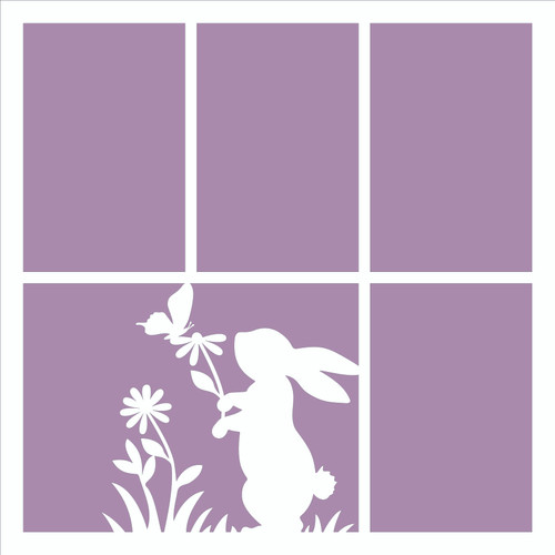 EASTER BUNNY WITH FLOWERS PG 2 - 12 X 12 SCRAPBOOK OVERLAY