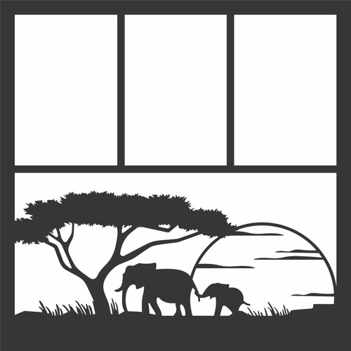 ELEPHANTS - 12 X 12 SCRAPBOOK OVERLAY