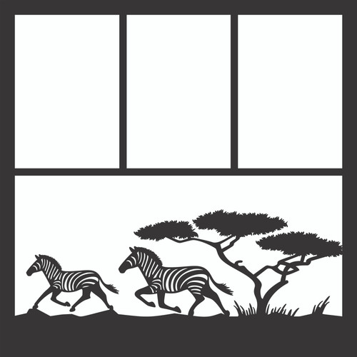 ZEBRAS - 12 X 12 SCRAPBOOK OVERLAY