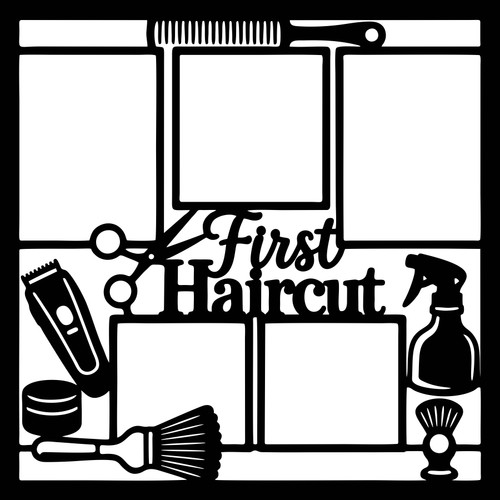 FIRST HAIRCUT BOY - 12 X 12 SCRAPBOOK OVERLAY