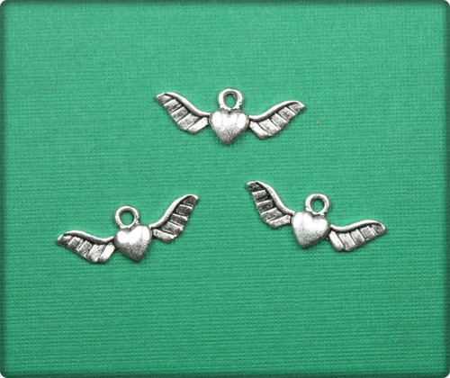 Heart with Wings - Antique Silver