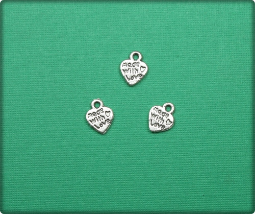 Made with Love Heart Charm - Antique Silver