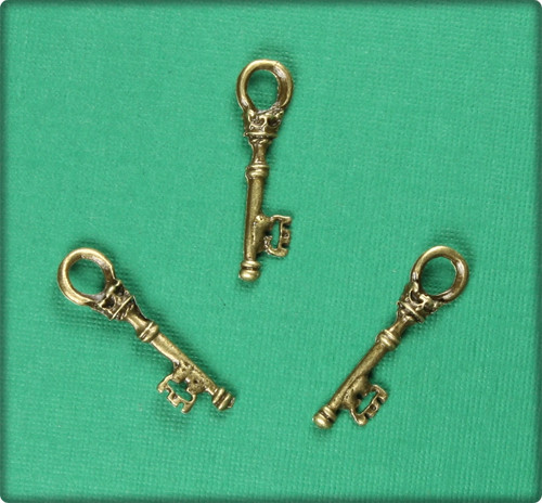 Barrel Key (Small) Charm - Antique Brass