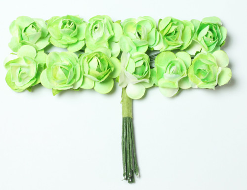 Mulberry Paper Flowers (12 Flowers) - 3/8" Apple Green