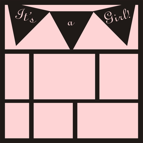 It's a Girl with Pennants - 12x12 Overlay