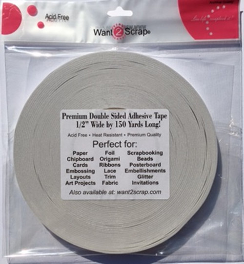 Double Sided Premium Tape by Want2Scrap - 1/2" x 150 yards