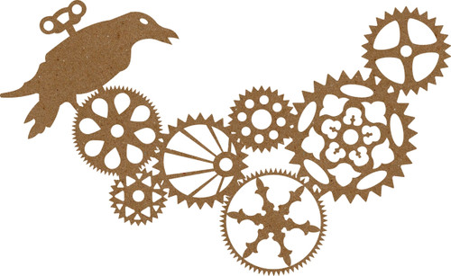 Steampunk Gears & Bird - Chipboard Embellishment
