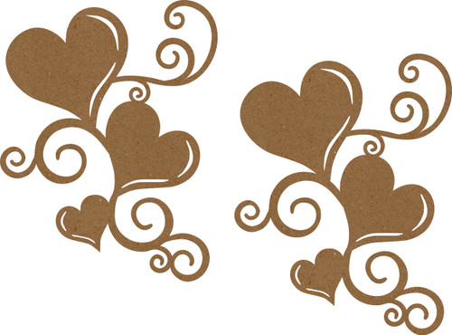 Heart Swirl - 2 Pack  Chipboard Embellishment