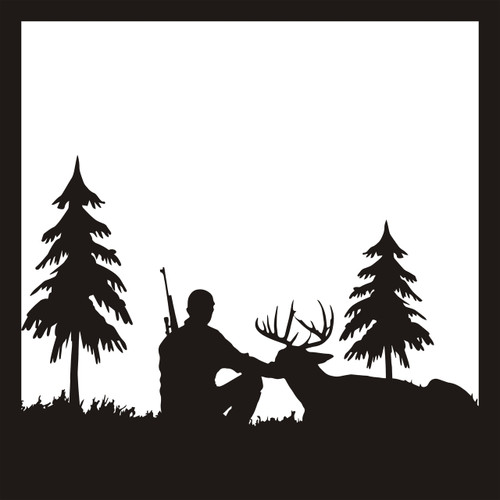 Deer Hunter Scene - 12 x 12 Scrapbook Overlay