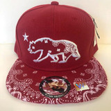 Cali Bear Bandanna Snap Back Red Hat