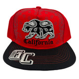 California Republic Bandana Bear Red w/ Black Snap Back Hat