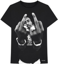 2Pac (Tupac) Clothing - Middle Finger Black T-Shirt