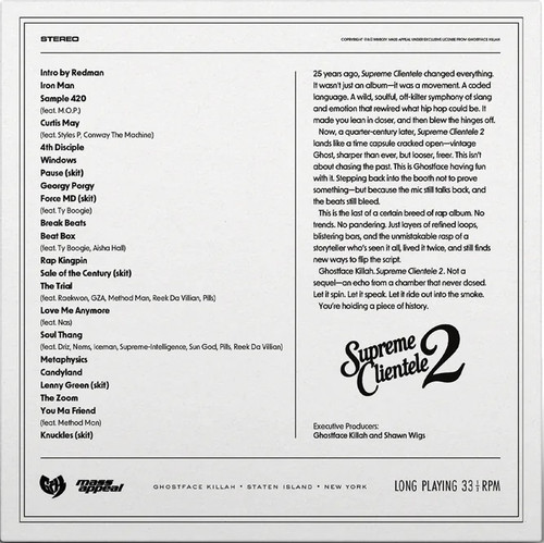 Ghostface Killah - Supreme Clientele 2 (Blue) Vinyl Record Ghostface Killah - Supreme Clientele 2 (Blue) Vinyl Record