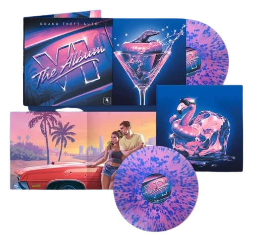Grand Theft Auto VI: The Album (Marble Pink + Blue Splatter) Vinyl Record