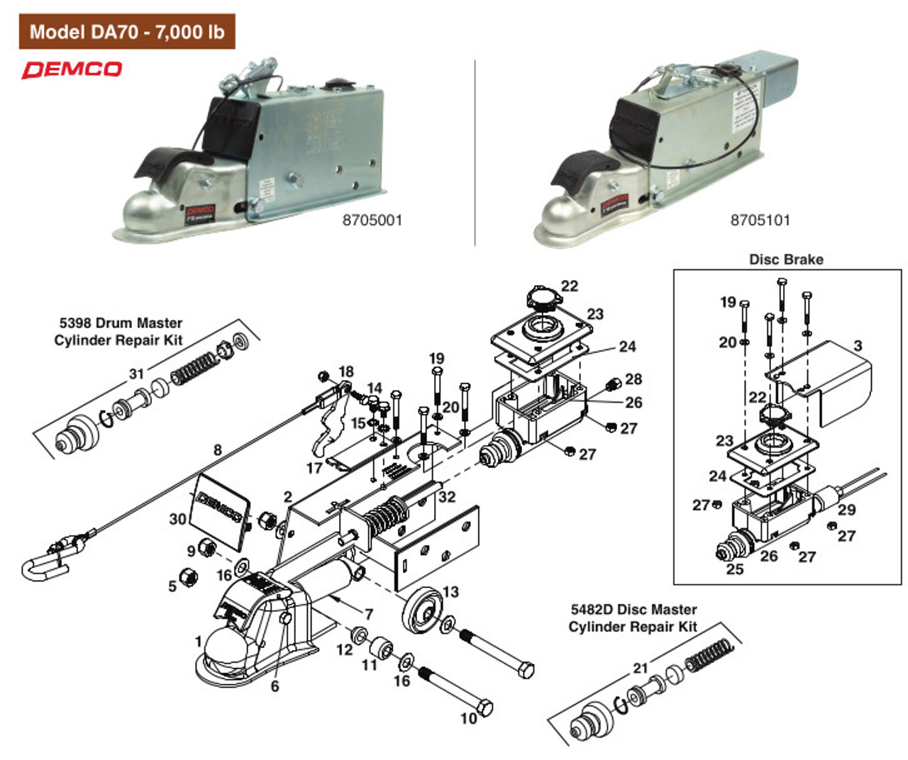 Surge Brake Actuators Replacement Parts Demco Surge Brake Actuator