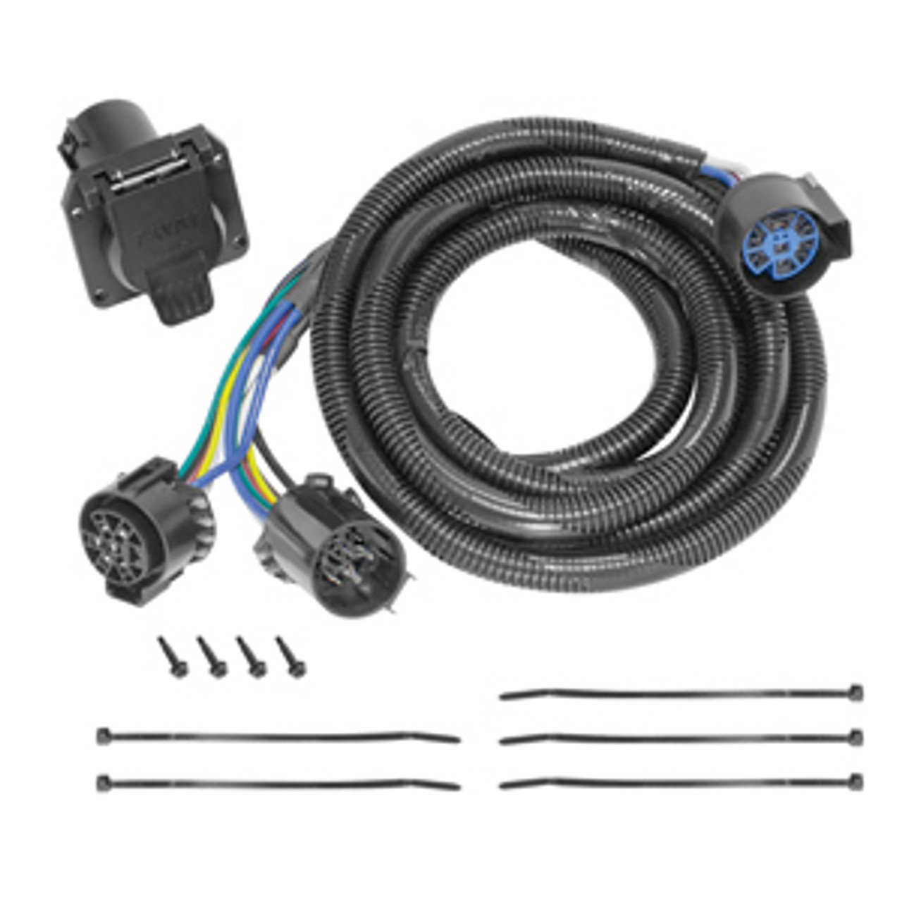 20146 --- Tekonsha 5th Wheel Adapter Harness -7-Way Flat Pin U.S. Car Connector Assembly 9'