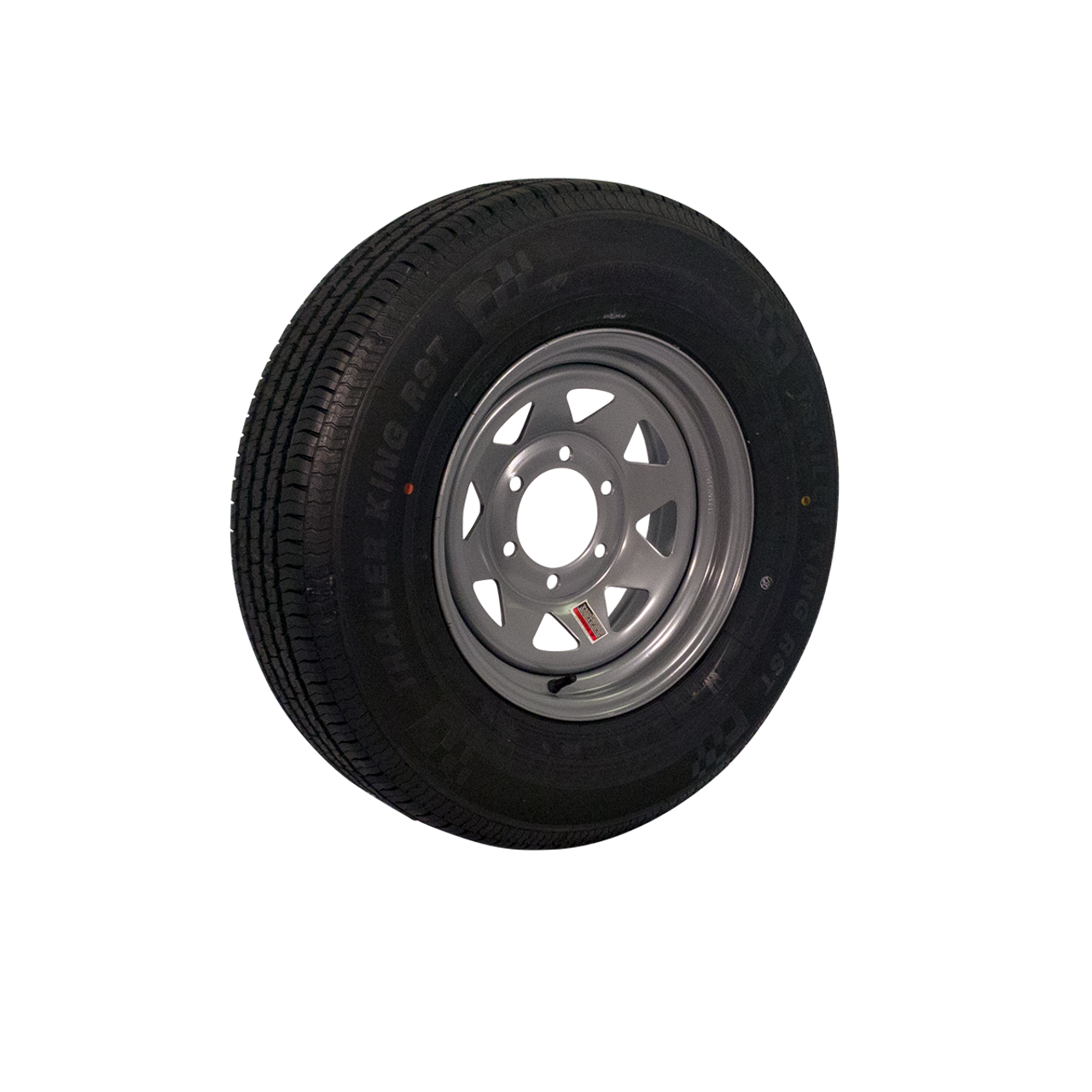 WT15-5SSR --- 15" Silver Spoke Trailer Wheel and Tire Assembly, 5 on 4.5"