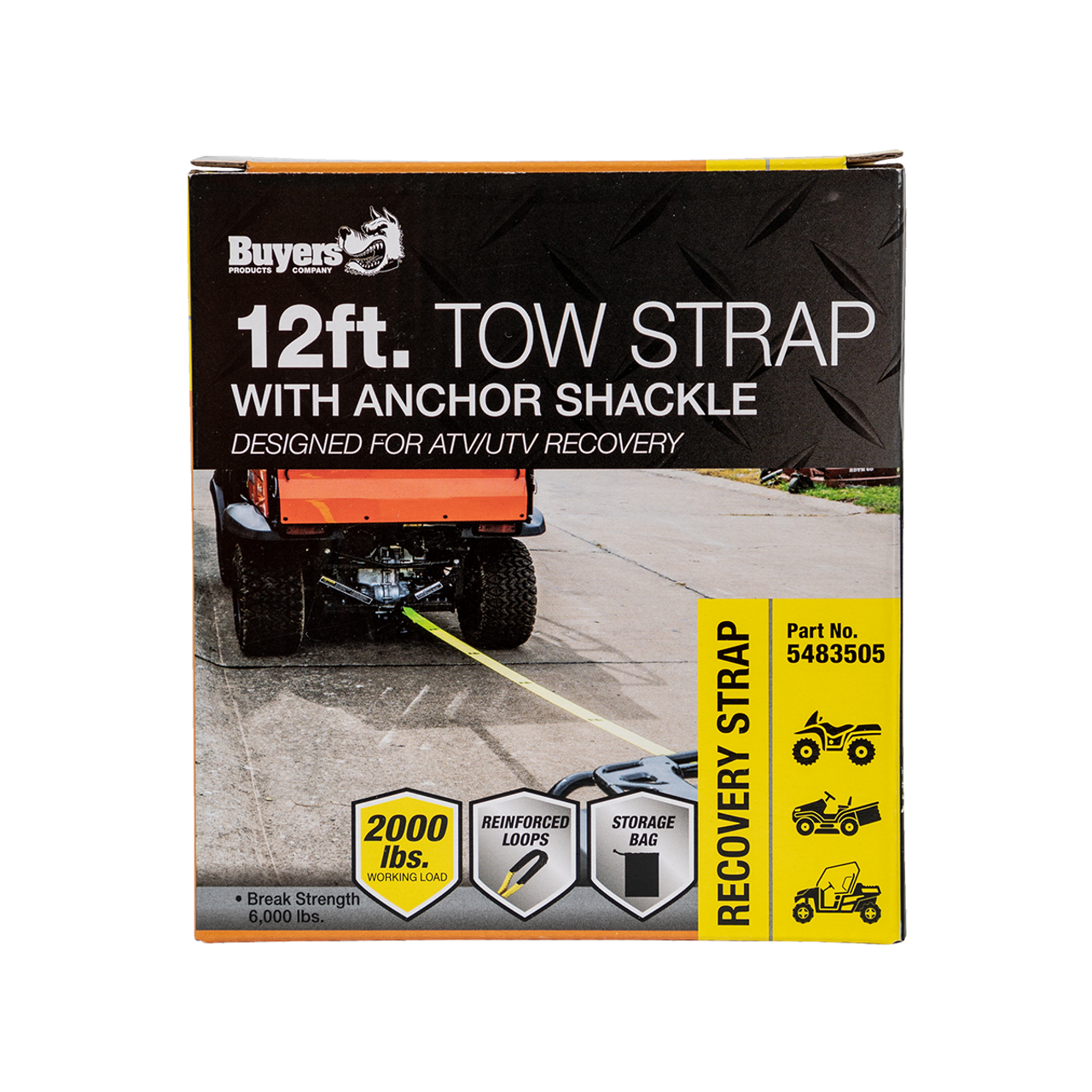 5483505 Tow Strap with Loop/Shackle Ends 12'