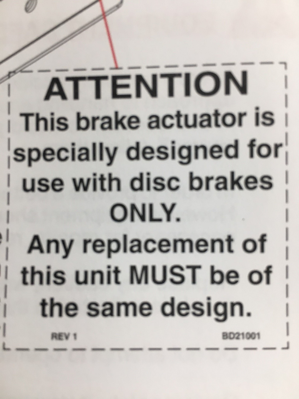 BD21001 --- Demco Disc Brake Actuator Decal