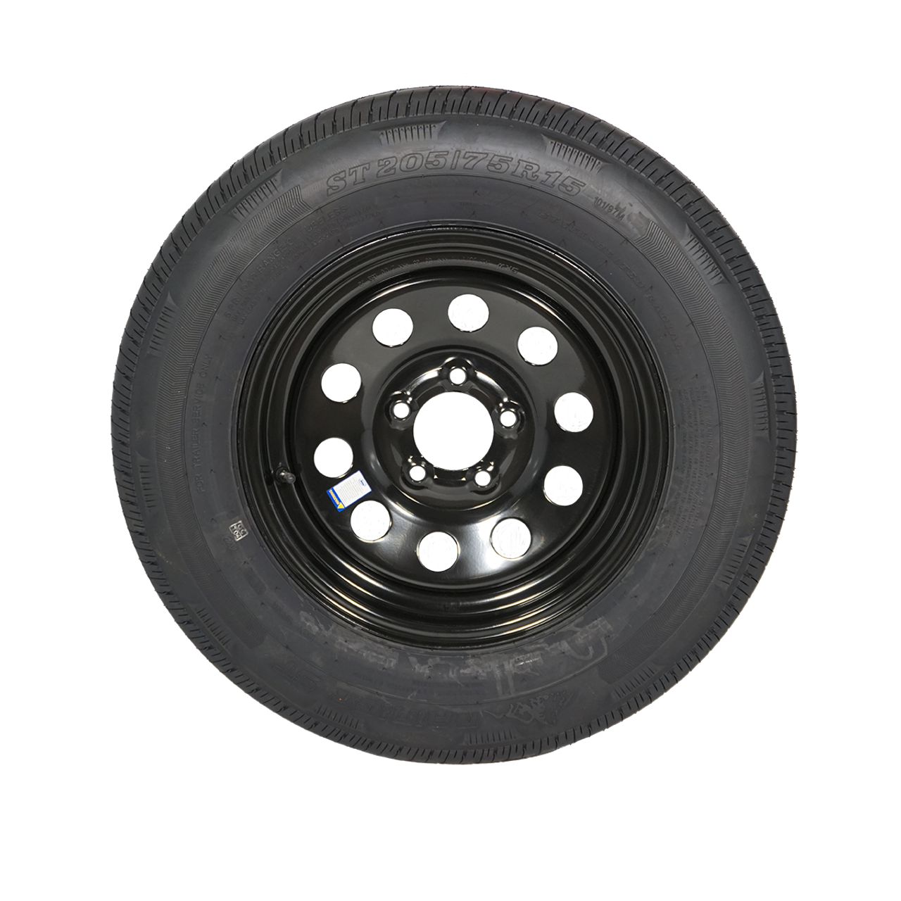 WT15-5BMR --- 15" Trailer Wheel and Tire Assembly, 5 on 4.5" - Black