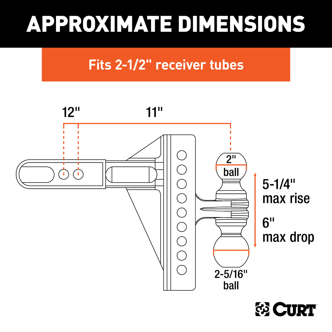 45902 --- Adjustable Channel Double Ball Mount - 2-1/2" Receiver