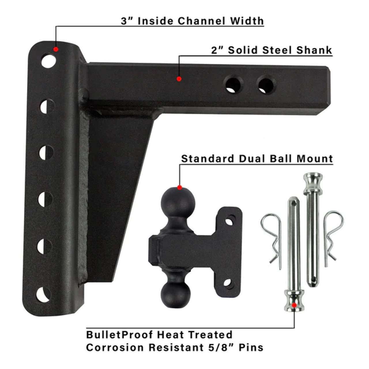 BPED206 --- Dual-Ball Four Position 2" Shank Extreme Duty Hitch - 30k