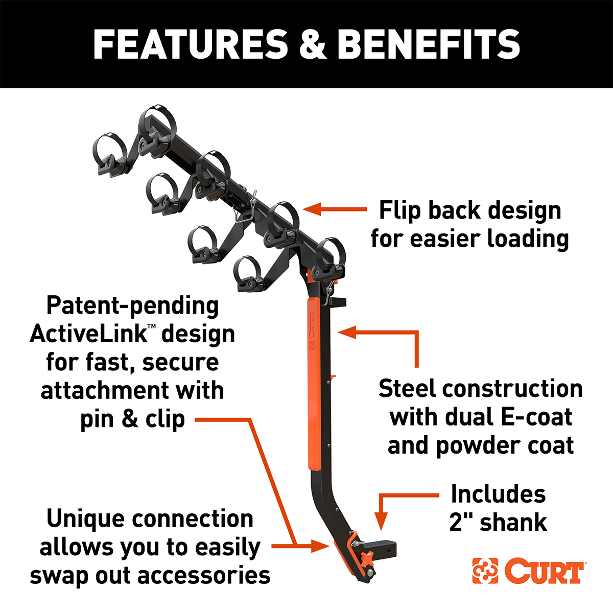 18412 --- Curt Activelink™ ULTRA 4 Bike Rack for 2