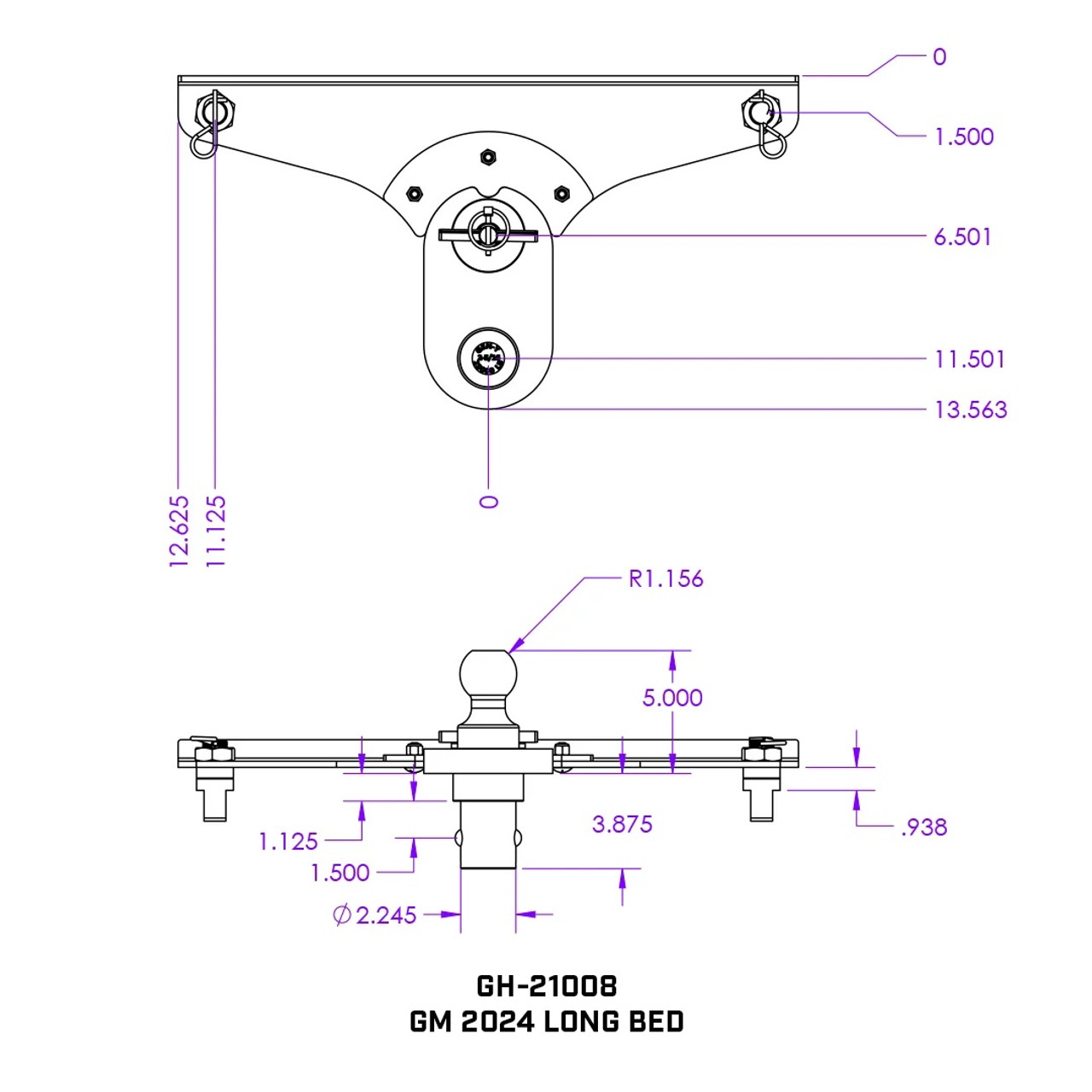 GH-21008 --- GoosePuck 2-5/16" with 5" Offset Gooseneck Kit for GM Long Bed 2020-Current