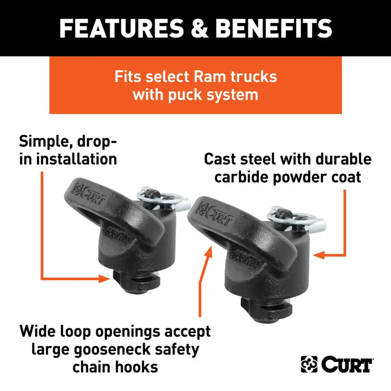 60617 --- OEM Puck System Gooseneck Safety Chain Anchors, Ram (30K)