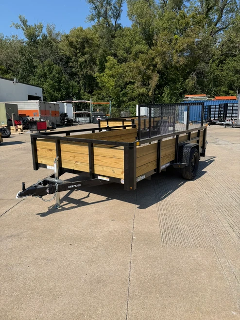 STR712LS --- 2027 Sure-Trac 7' x 12' Single Axle Landscape Trailer with 2' Wood Sides and Rear Gate - 2,990 GVWR #ST1031
