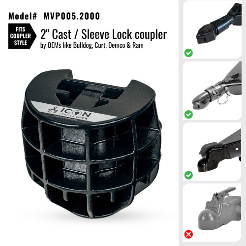 MVP005-2 --- ICON Trailer Coupler Lock for Sleeve Lock 2" Couplers