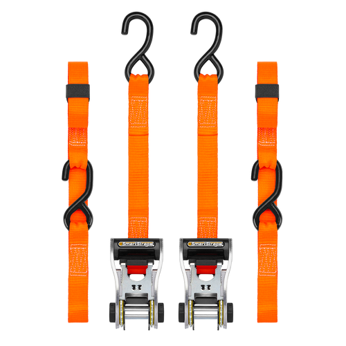 CS340 --- Ratchet-X® Ratchet Tie Down Straps - 2 Pack Orange - 1-1/4"x10' - 3,000lb