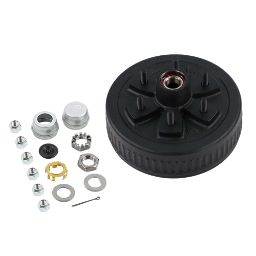 8-498-1G --- Pre-Greased 6 on 5-1/2" Hub and Drum Assembly for 10" Brakes - 4,400 lb with Parallel Spindle