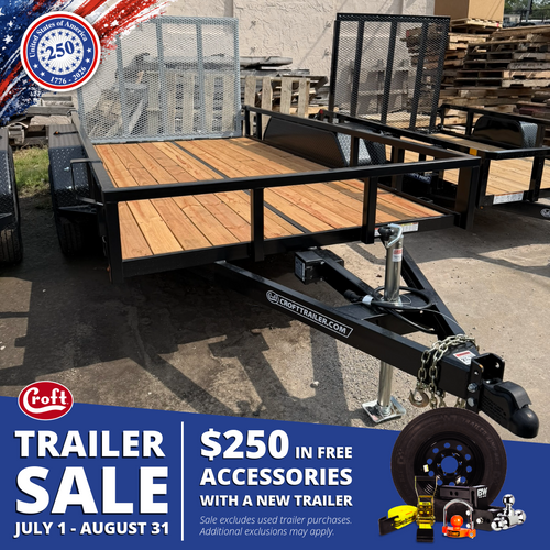 CT612GT-E2 --- 2026 Croft 6' x 12' Tandem Axle Tube Top Utility Trailer with Rear Gate - 7,000 GVWR #CT5956