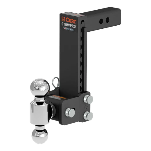 45963 --- StowPro Adjustable USA-Made Ball Mount, 9" Drop, 2" Shank, Dual Ball